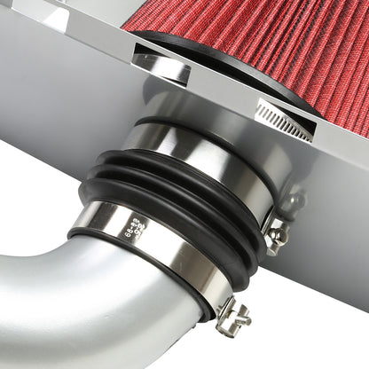 FILTRO DE AIRE ALTO FLUJO HEAT SHIELD - 02-08 DODGE RAM 1500, 2500, 3500 4.7L, 5.7L HEMI - ALUMINUM PIPING - SILVER