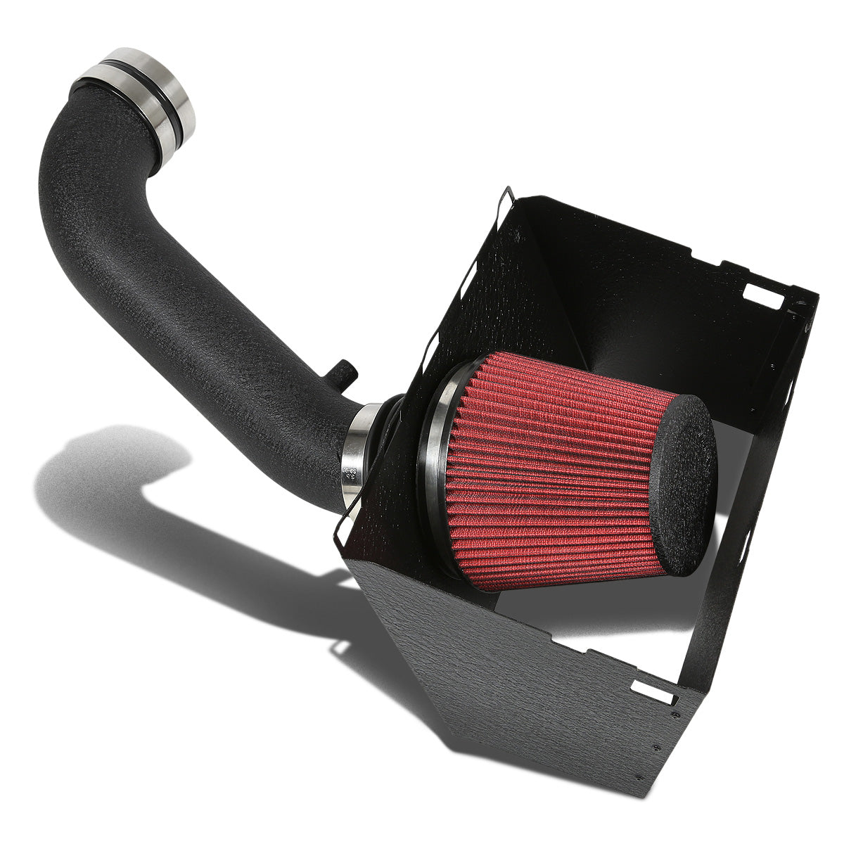 FILTRO DE AIRE ALTO FLUJO HEAT SHIELD - 09-14 DODGE RAM 5.7 HEMI - ALUMINUM PIPING - WRINKLE FINISH - BLACK