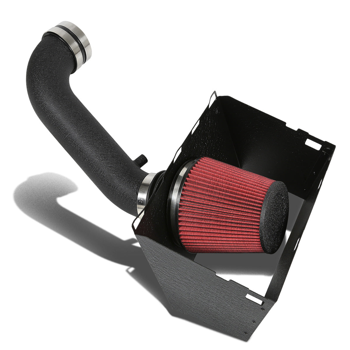 FILTRO DE AIRE ALTO FLUJO HEAT SHIELD - 09-14 DODGE RAM 5.7 HEMI - ALUMINUM PIPING - WRINKLE FINISH - BLACK