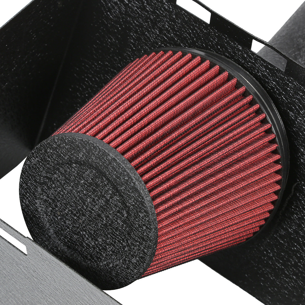 FILTRO DE AIRE ALTO FLUJO HEAT SHIELD - 09-14 DODGE RAM 5.7 HEMI - ALUMINUM PIPING - WRINKLE FINISH - BLACK