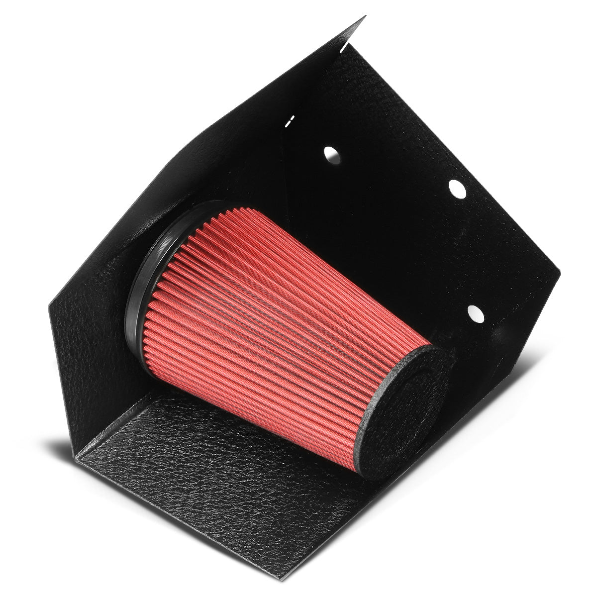 FILTRO DE AIRE ALTO FLUJO HEAT SHIELD - 94-02 DODGE RAM 5.9L L6 DIESEL TURBO - ALUMINUM PIPING - WRINKLE FINISH - BLACK
