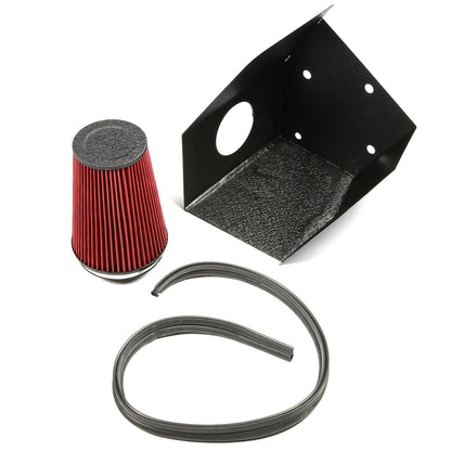 FILTRO DE AIRE ALTO FLUJO HEAT SHIELD - 94-02 DODGE RAM 5.9L L6 DIESEL TURBO - ALUMINUM PIPING - WRINKLE FINISH - BLACK