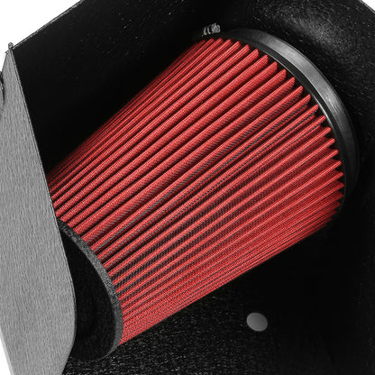 FILTRO DE AIRE ALTO FLUJO HEAT SHIELD - 94-02 DODGE RAM 5.9L L6 DIESEL TURBO - ALUMINUM PIPING - WRINKLE FINISH - BLACK