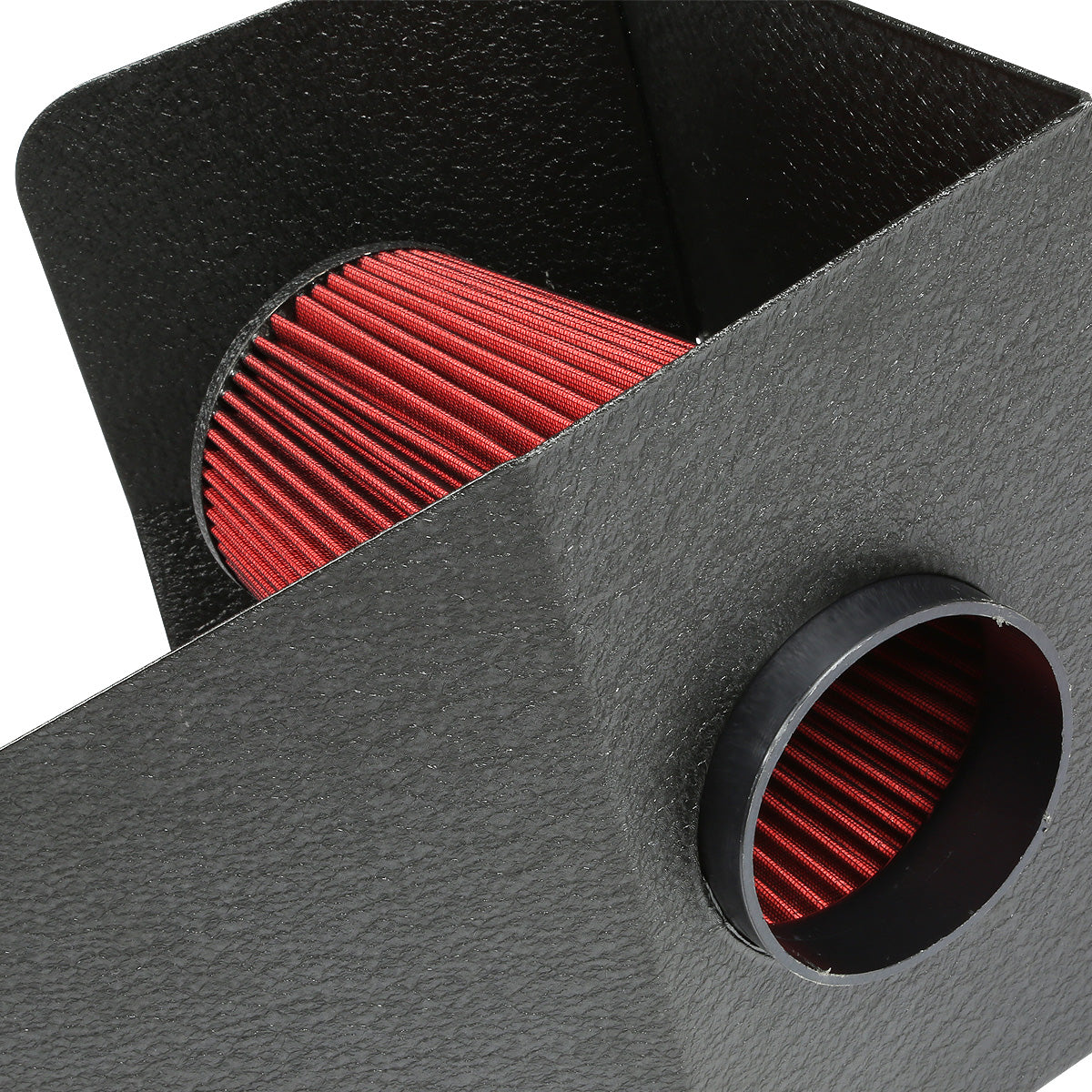 FILTRO DE AIRE ALTO FLUJO HEAT SHIELD - 94-02 DODGE RAM 5.9L L6 DIESEL TURBO - ALUMINUM PIPING - WRINKLE FINISH - BLACK