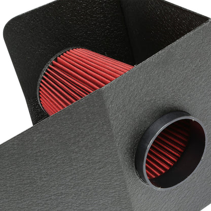 FILTRO DE AIRE ALTO FLUJO HEAT SHIELD - 94-02 DODGE RAM 5.9L L6 DIESEL TURBO - ALUMINUM PIPING - WRINKLE FINISH - BLACK