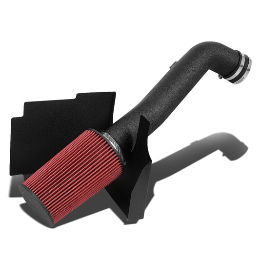 FILTRO DE AIRE ALTO FLUJO HEAT SHIELD - 01-04 CHEVY SILVERADO, SIERRA 6.6L V8 - ALUMINUM PIPING - WRINKLE FINISH - BLACK