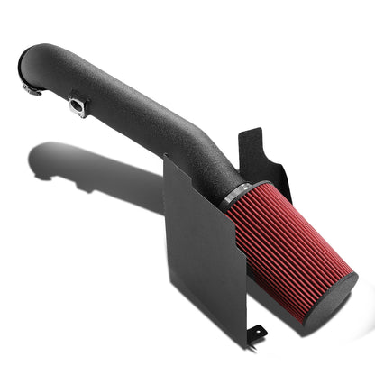 FILTRO DE AIRE ALTO FLUJO HEAT SHIELD - 01-04 CHEVY SILVERADO, SIERRA 6.6L V8 - ALUMINUM PIPING - WRINKLE FINISH - BLACK