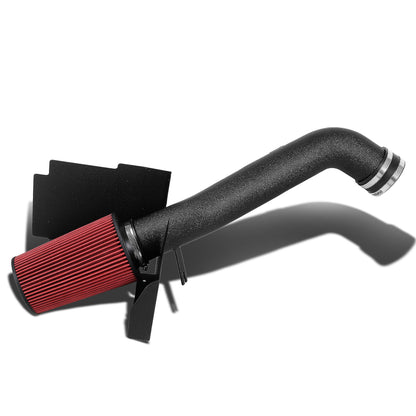 FILTRO DE AIRE ALTO FLUJO HEAT SHIELD - 01-04 CHEVY SILVERADO, SIERRA 6.6L V8 - ALUMINUM PIPING - WRINKLE FINISH - BLACK