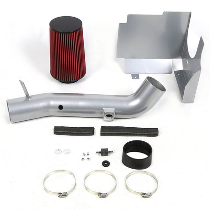 FILTRO DE AIRE ALTO FLUJO HEAT SHIELD - 01-04 CHEVY SILVERADO, SIERRA 6.6L V8 - ALUMINUM PIPING - SILVER