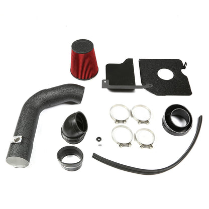 FILTRO DE AIRE ALTO FLUJO HEAT SHIELD - 04-05 CHEVY SILVERADO 2500 HD, 3500, GMC SIERRA 2500 HD, 3500 - FITS MODELS WITH EXTENDED, STANDARD, CREW CAB 6.6L V8 DIESEL ENGINE ONLY - ALUMINUM PIPING - WRINKLE FINISH - BLACK