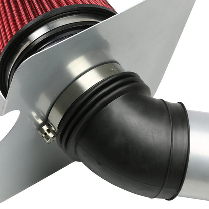 FILTRO DE AIRE ALTO FLUJO HEAT SHIELD - 04-05 CHEVY SILVERADO 2500 HD, 3500, GMC SIERRA 2500 HD, 3500 - FITS MODELS WITH EXTENDED, STANDARD, CREW CAB 6.6L V8 DIESEL ENGINE ONLY - ALUMINUM PIPING - SILVER