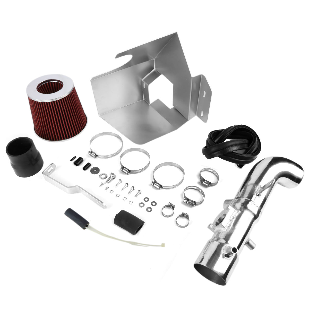 FILTRO DE AIRE ALTO FLUJO HEAT SHIELD - 02-04 TOYOTA CAMRY 4-CYL - ALUMINUM PIPING - RED