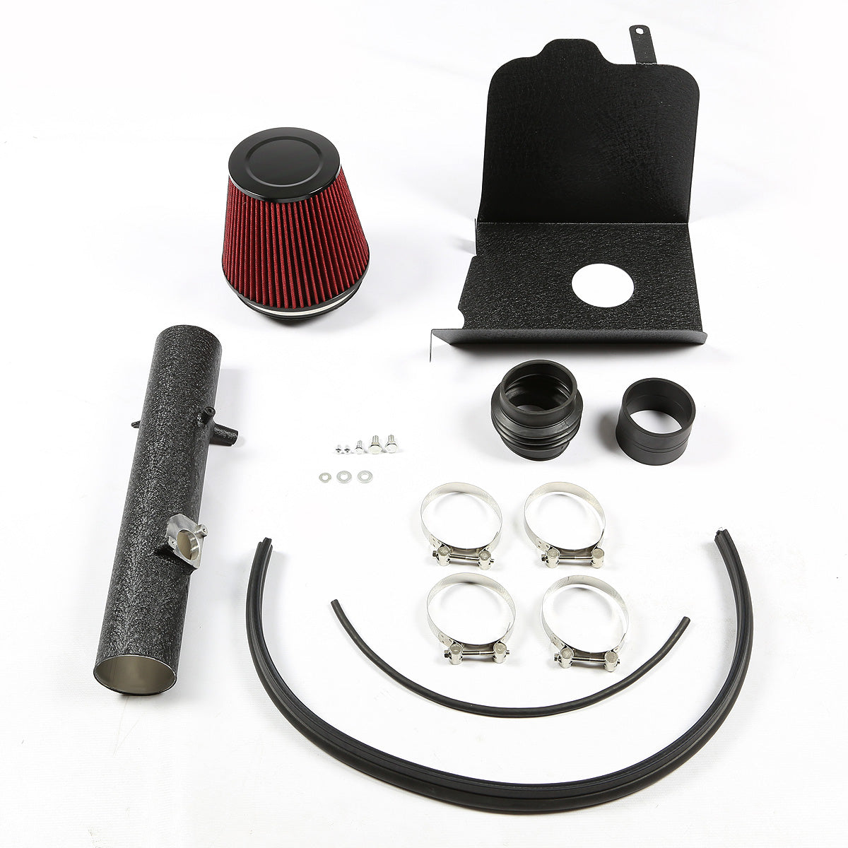 FILTRO DE AIRE ALTO FLUJO HEAT SHIELD - 05-11 TOYOTA TACOMA 4.0L V6 - ALUMINUM PIPING - WRINKLE FINISH - BLACK