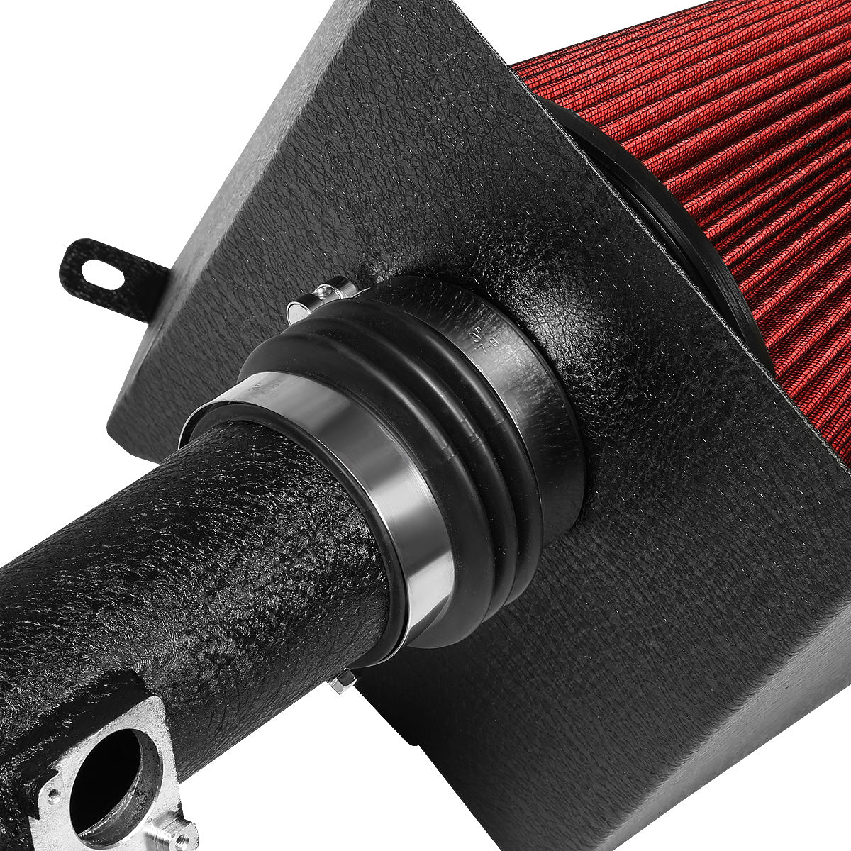 FILTRO DE AIRE ALTO FLUJO HEAT SHIELD - 05-11 TOYOTA TACOMA 4.0L V6 - ALUMINUM PIPING - WRINKLE FINISH - BLACK