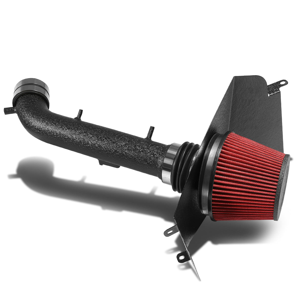 FILTRO DE AIRE ALTO FLUJO HEAT SHIELD - 99-04 TOYOTA TACOMA / 99-02 4RUNNER 3.4L V6 - ALUMINUM PIPING - WRINKLE FINISH - BLACK