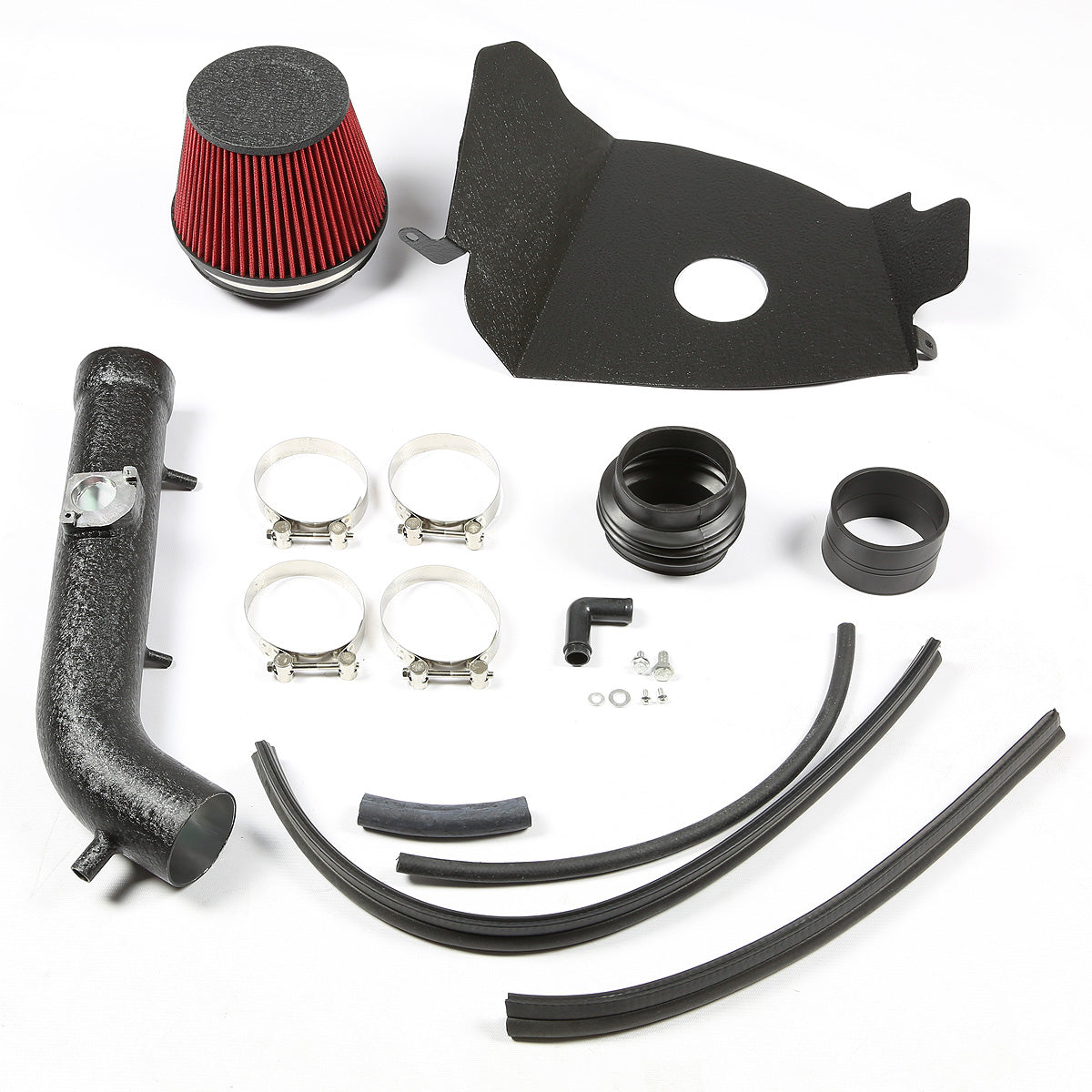 FILTRO DE AIRE ALTO FLUJO HEAT SHIELD - 99-04 TOYOTA TACOMA / 99-02 4RUNNER 3.4L V6 - ALUMINUM PIPING - WRINKLE FINISH - BLACK