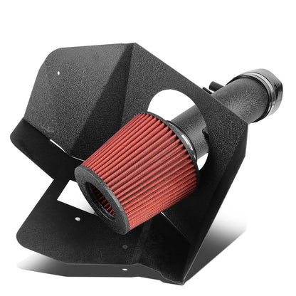 FILTRO DE AIRE ALTO FLUJO HEAT SHIELD - 07-13 TOYOTA VENZA 3.5L V6 - ALUMINUM PIPING - WRINKLE FINISH - BLACK