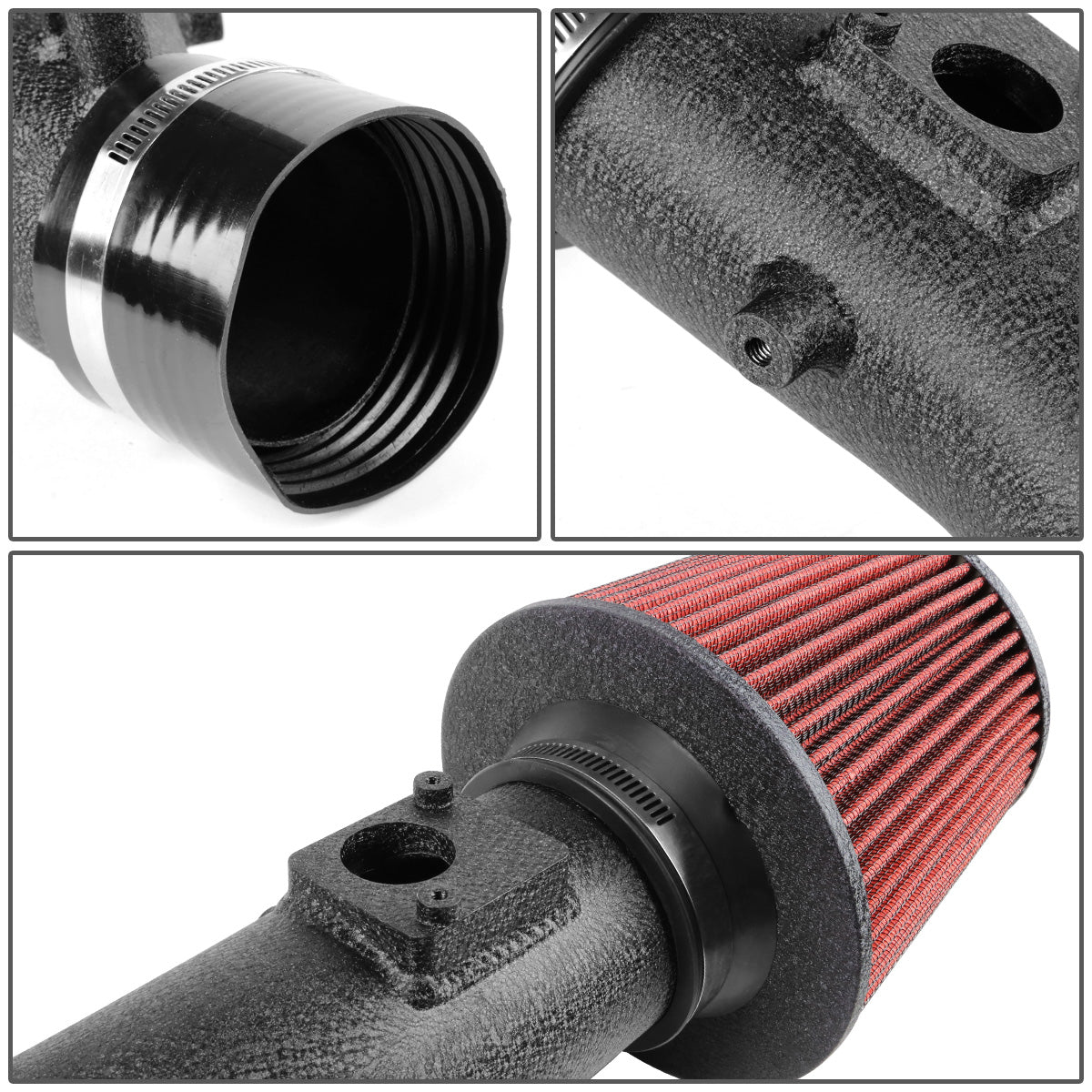 FILTRO DE AIRE ALTO FLUJO HEAT SHIELD - 07-13 TOYOTA VENZA 3.5L V6 - ALUMINUM PIPING - WRINKLE FINISH - BLACK