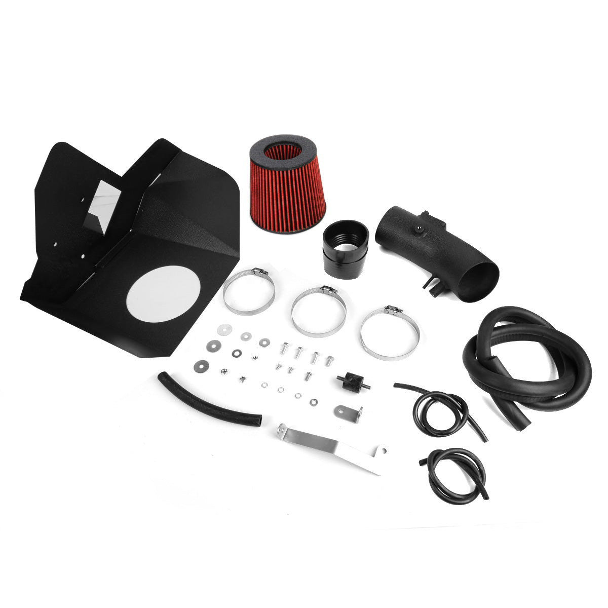 FILTRO DE AIRE ALTO FLUJO HEAT SHIELD - 07-13 TOYOTA VENZA 3.5L V6 - ALUMINUM PIPING - WRINKLE FINISH - BLACK