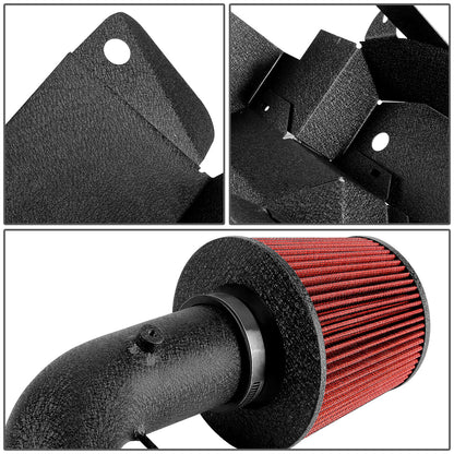FILTRO DE AIRE ALTO FLUJO HEAT SHIELD - 03-07 VW JETTA 4-CYL - ALUMINUM PIPING - WRINKLE FINISH - BLACK
