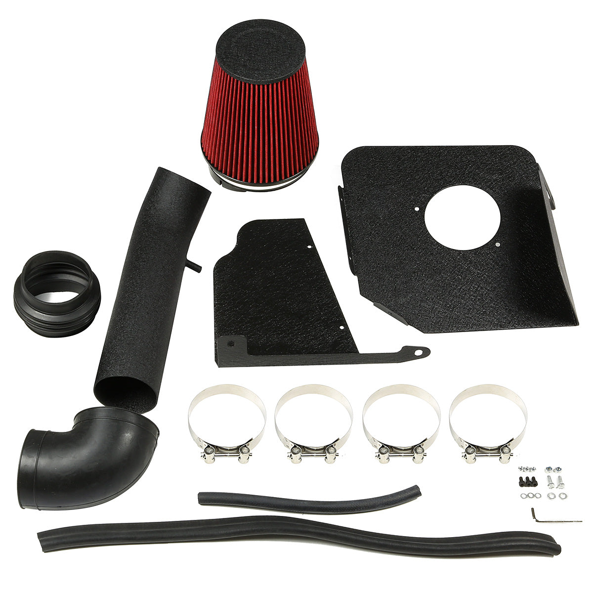 FILTRO DE AIRE ALTO FLUJO HEAT SHIELD - 07-08 YUKON/SEIRRA/TAHOE/SILVERADO/SUBURBAN/AVALANCHE/ESCALADE - ALUMINUM PIPING - WRINKLE FINISH - BLACK