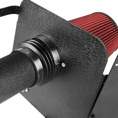 FILTRO DE AIRE ALTO FLUJO HEAT SHIELD - 07-08 YUKON/SEIRRA/TAHOE/SILVERADO/SUBURBAN/AVALANCHE/ESCALADE - ALUMINUM PIPING - WRINKLE FINISH - BLACK