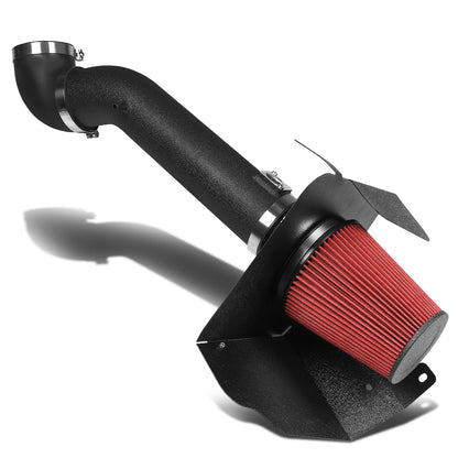 FILTRO DE AIRE ALTO FLUJO HEAT SHIELD - 09-14 CHEVROLET / GMC YUKON / SILVERADO / SIERRA / AVALANCHE V8 - ALUMINUM PIPING - WRINKLE FINISH - BLACK