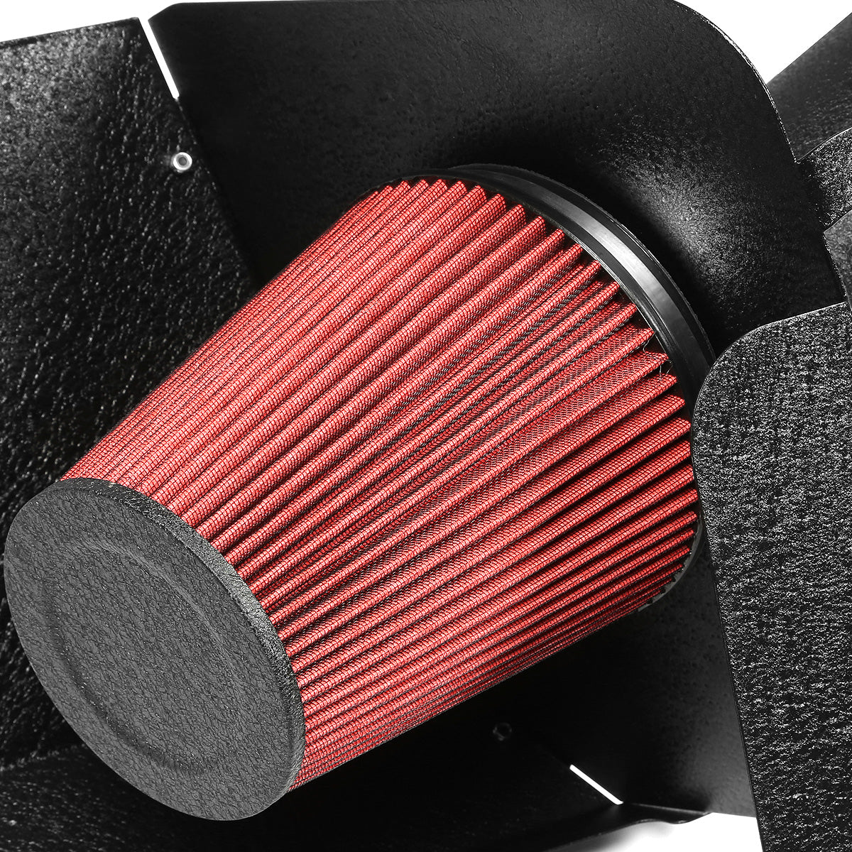 FILTRO DE AIRE ALTO FLUJO HEAT SHIELD - 09-14 CHEVROLET / GMC YUKON / SILVERADO / SIERRA / AVALANCHE V8 - ALUMINUM PIPING - WRINKLE FINISH - BLACK