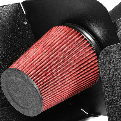 FILTRO DE AIRE ALTO FLUJO HEAT SHIELD - 09-14 CHEVROLET / GMC YUKON / SILVERADO / SIERRA / AVALANCHE V8 - ALUMINUM PIPING - WRINKLE FINISH - BLACK