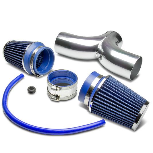 FILTRO DE AIRE ALTO FLUJO 02-04 CHEVY CORVETTE / 02-09 DODGE DAKOTA / 04-09 DURANGO / 03-10 RAM 1500 / 03-04 JEEP GRAND CHEROKEE / 04-07 LIBERTY - 3.50" SHORT RAM - FITS MODELS WITH 3.7L, 4.7L, 5.7L ENGINE ONLY - DUAL INTAKE + FILTER SEST - ALUMINUM -
