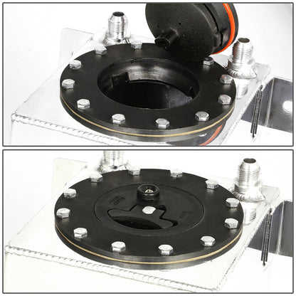 TANQUE DE GASOLINA FUEL CELL - GAS TANK - ALUMINUM - 1-GALLON - BLACK CAP - POLISHED - BOTTOM-FEED