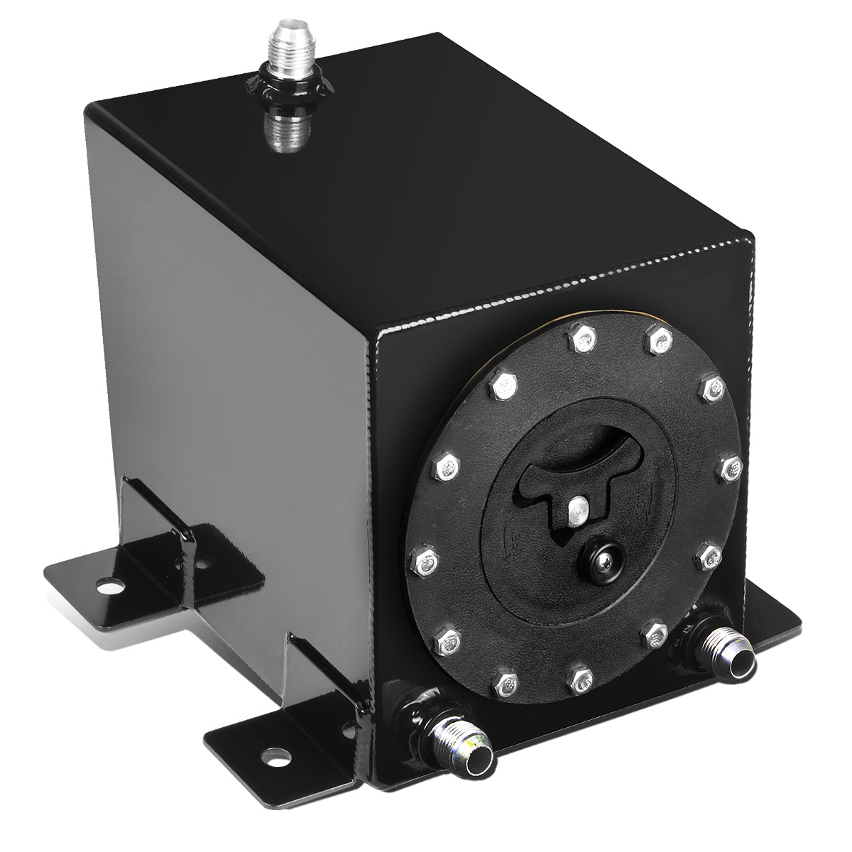 TANQUE DE GASOLINA FUEL CELL - GAS TANK - ALUMINUM  - 1-GALLON - BLACK CAP - BLACK - BOTTOM-FEED