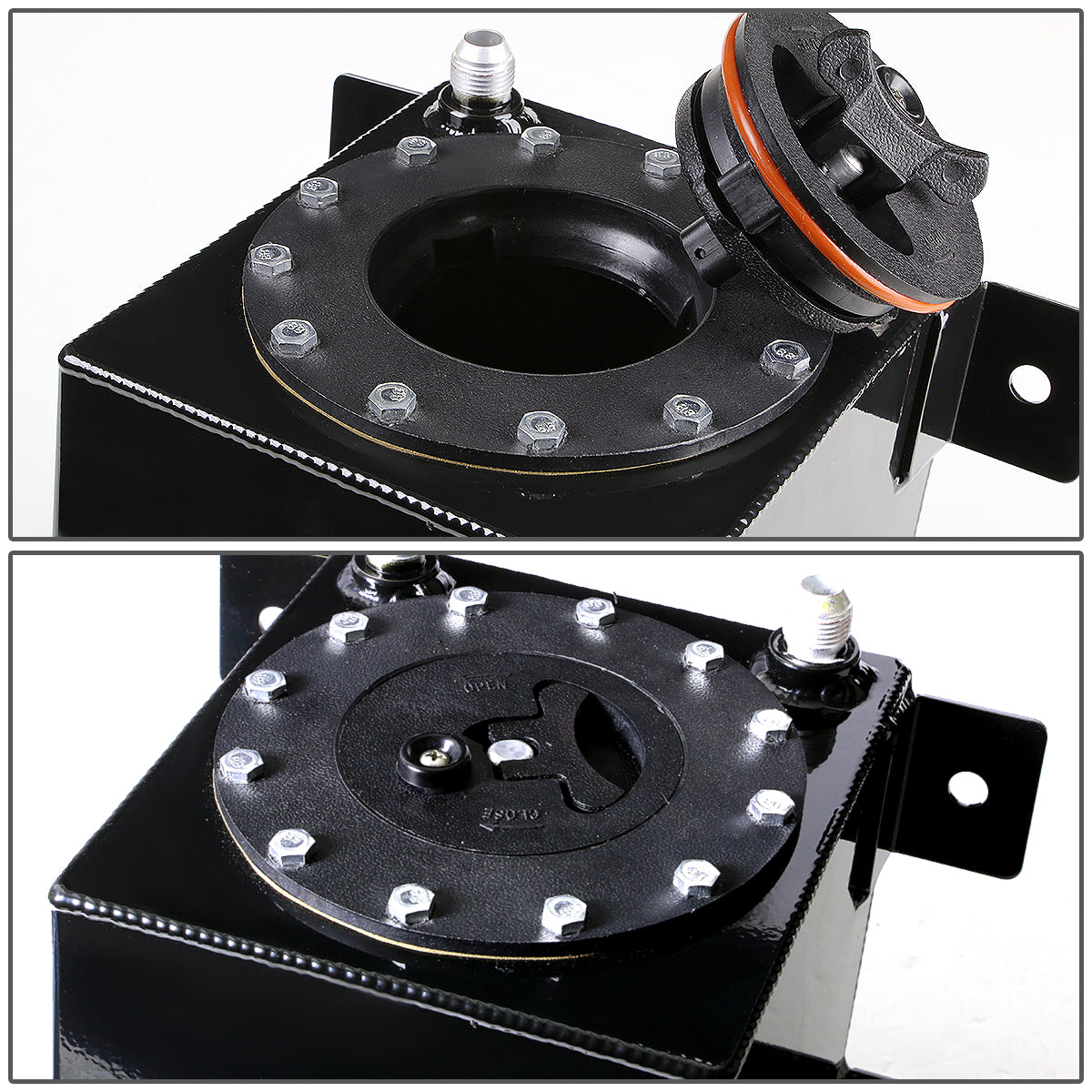 TANQUE DE GASOLINA FUEL CELL - GAS TANK - ALUMINUM  - 1-GALLON - BLACK CAP - BLACK - BOTTOM-FEED