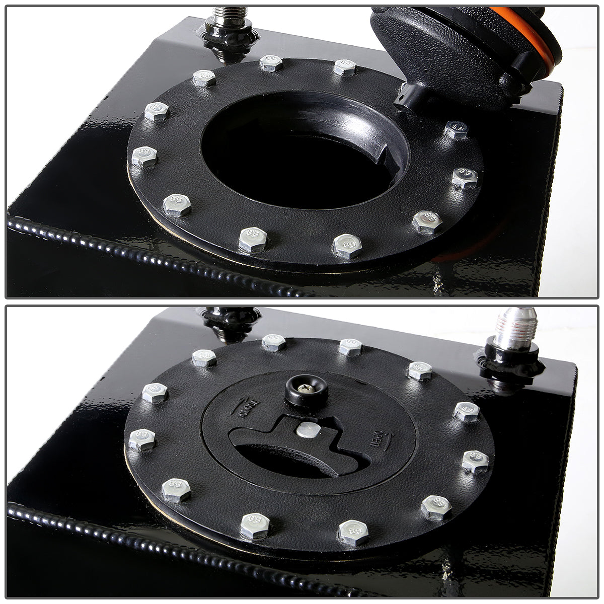 TANQUE DE GASOLINA FUEL CELL - GAS TANK - ALUMINUM  - 3-GALLON - BLACK CAP - BLACK - BOTTOM-FEED