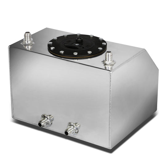 TANQUE DE GASOLINA FUEL CELL - GAS TANK - 4 GALLON - BOTTOM-FEED - ALUMINUM - BOTTOM-FEED - BLACK CAP - POLISHED