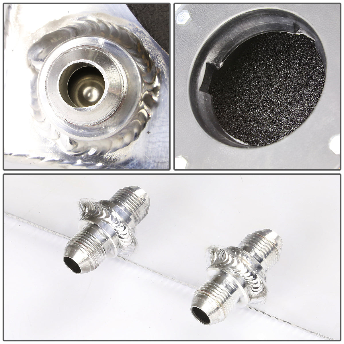 TANQUE DE GASOLINA FUEL CELL - GAS TANK - 4 GALLON - BOTTOM-FEED - ALUMINUM - BOTTOM-FEED - BLACK CAP - POLISHED