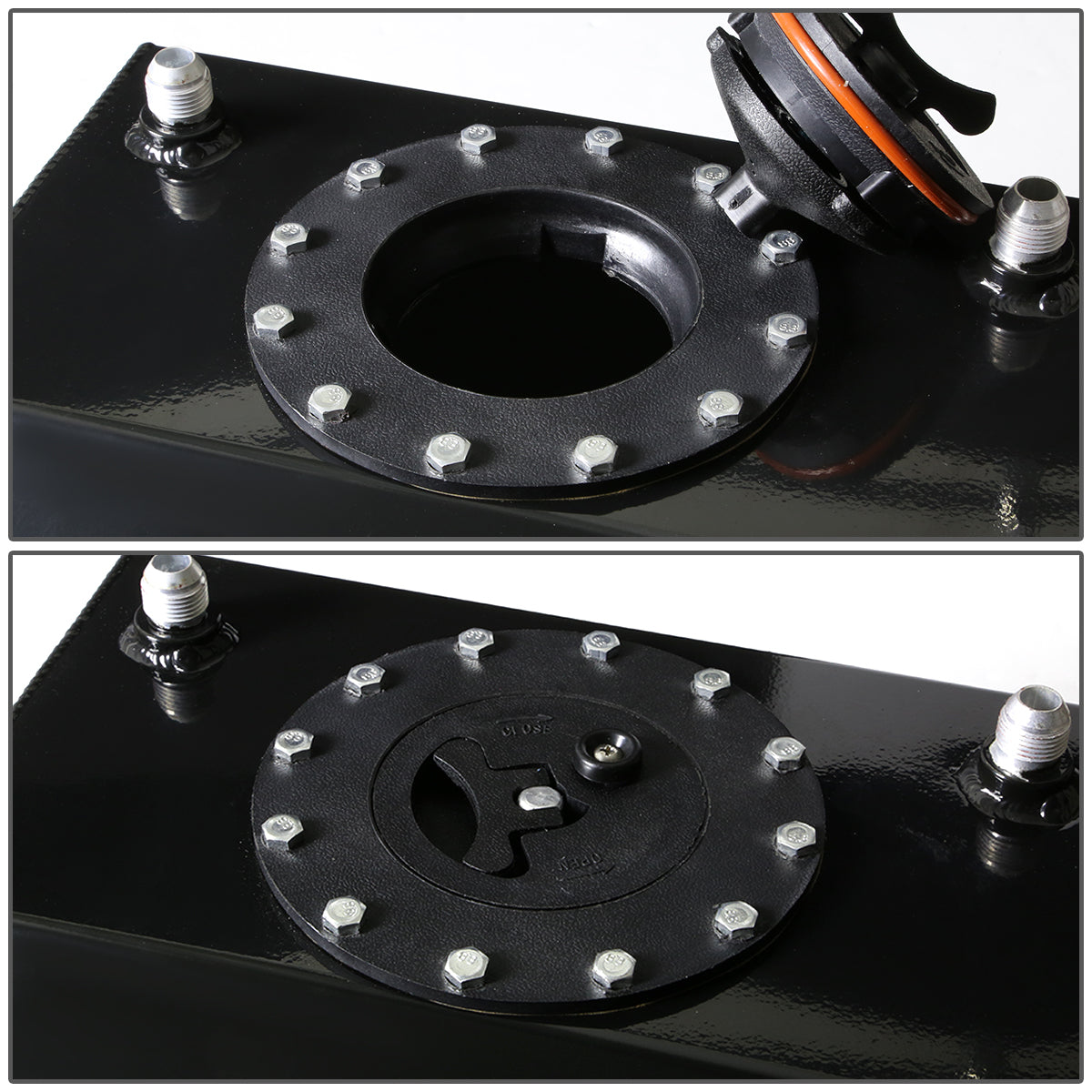 TANQUE DE GASOLINA FUEL CELL - GAS TANK - 4 GALLON - BOTTOM-FEED - ALUMINUM - BLACK CAP - BLACK