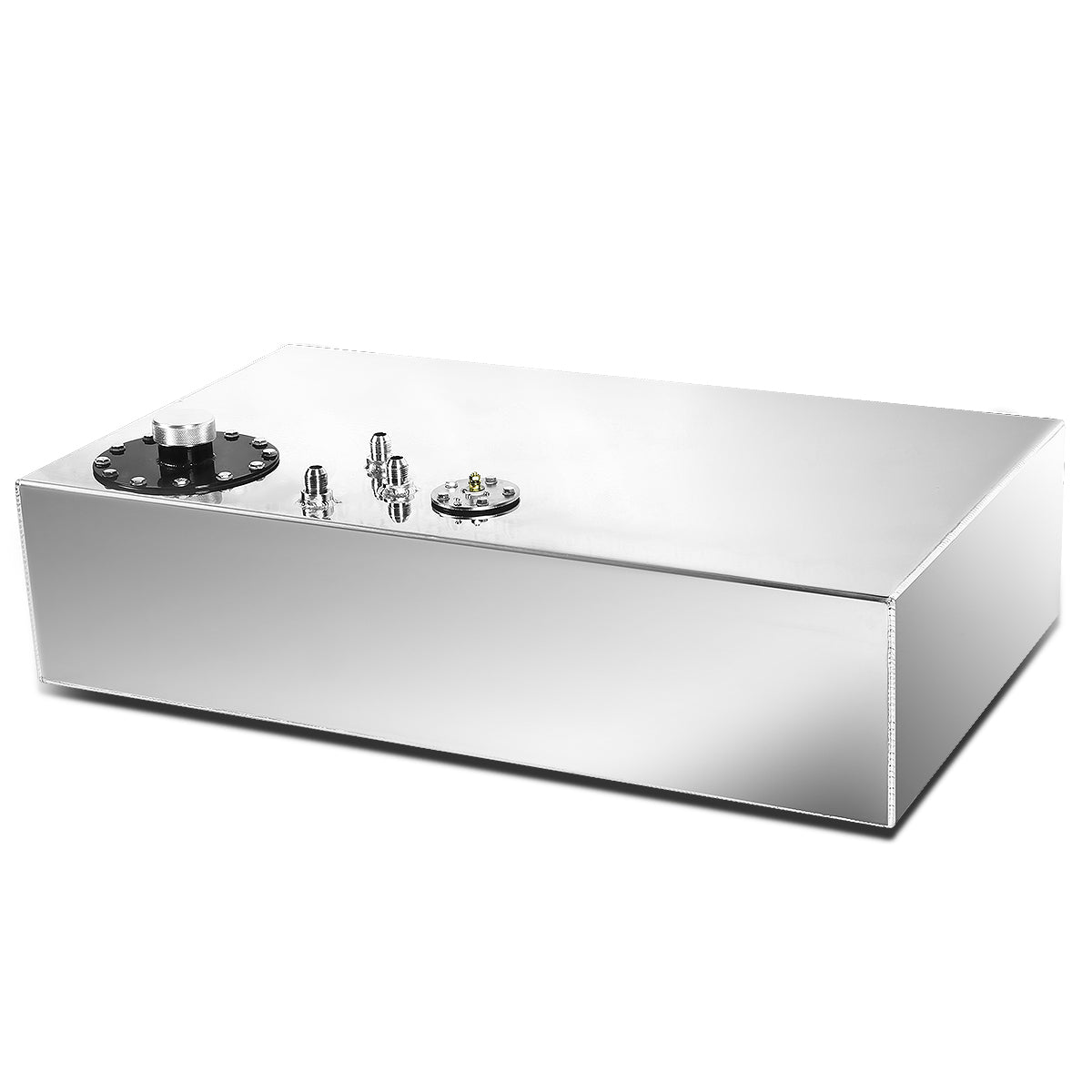 TANQUE DE GASOLINA FUEL CELL - GAS TANK WITH LEVEL SENDER - 17 GALLON - TOP-FEED - ALUMINUM - FLAT TANK - POLISHED