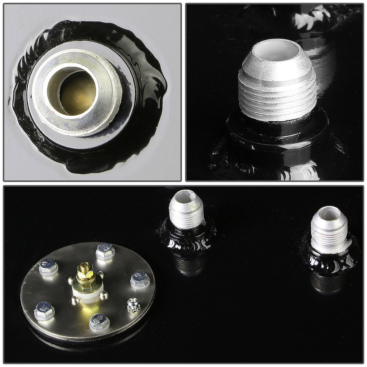 TANQUE DE GASOLINA FUEL CELL - GAS TANK WITH LEVEL SENDER - 17 GALLON - BOTTOM-FEED - ALUMINUM - FLAT TANK - BLACK