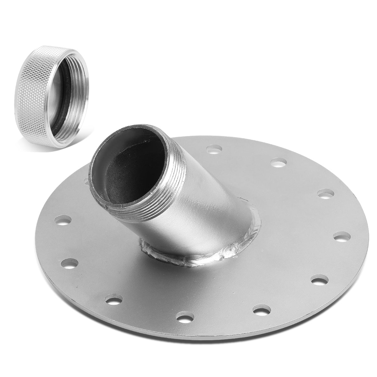 TANQUE DE GASOLINA FUEL CELL - FILLER NECK - STEEL WITH ALUMINUM CAP - 45 DEGREE - SILVER