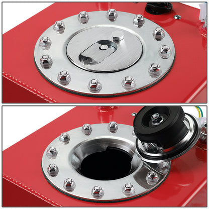TANQUE DE GASOLINA FUEL CELL - GAS TANK WITH LEVEL SENDER - 2.5 GALLON - ALUMINUM - POLISHED CAP - RED