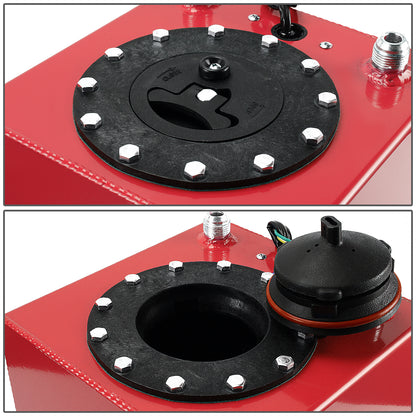 TANQUE DE GASOLINA FUEL CELL - GAS TANK WITH LEVEL SENDER - 2.5 GALLON - ALUMINUM - BLACK CAP - RED