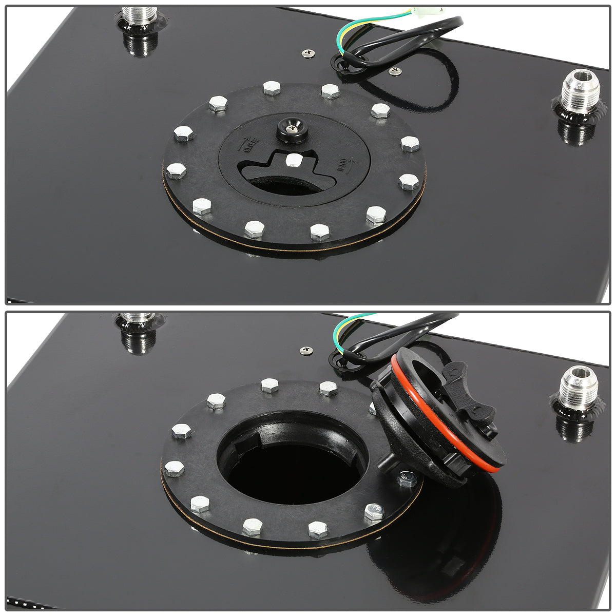 TANQUE DE GASOLINA FUEL CELL - GAS TANK WITH LEVEL SENDER - 8 GALLON - ALUMINUM - BLACK CAP - BLACK