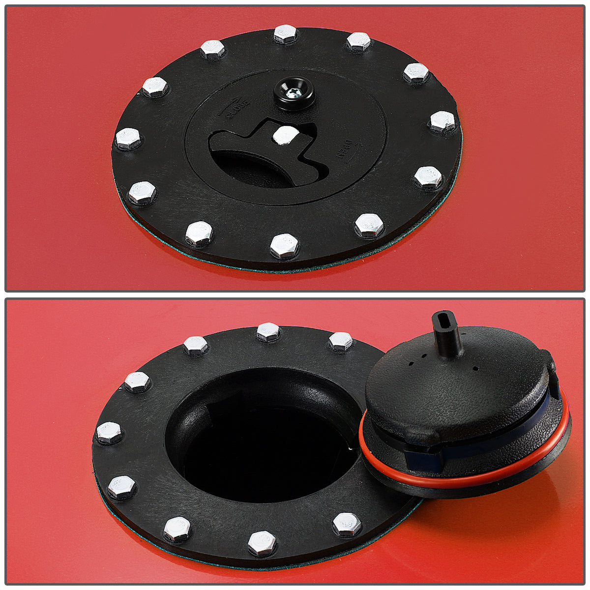 TANQUE DE GASOLINA FUEL CELL - GAS TANK WITH LEVEL SENDER - 15.5 GALLON - ALUMINUM - BLACK CAP - RED