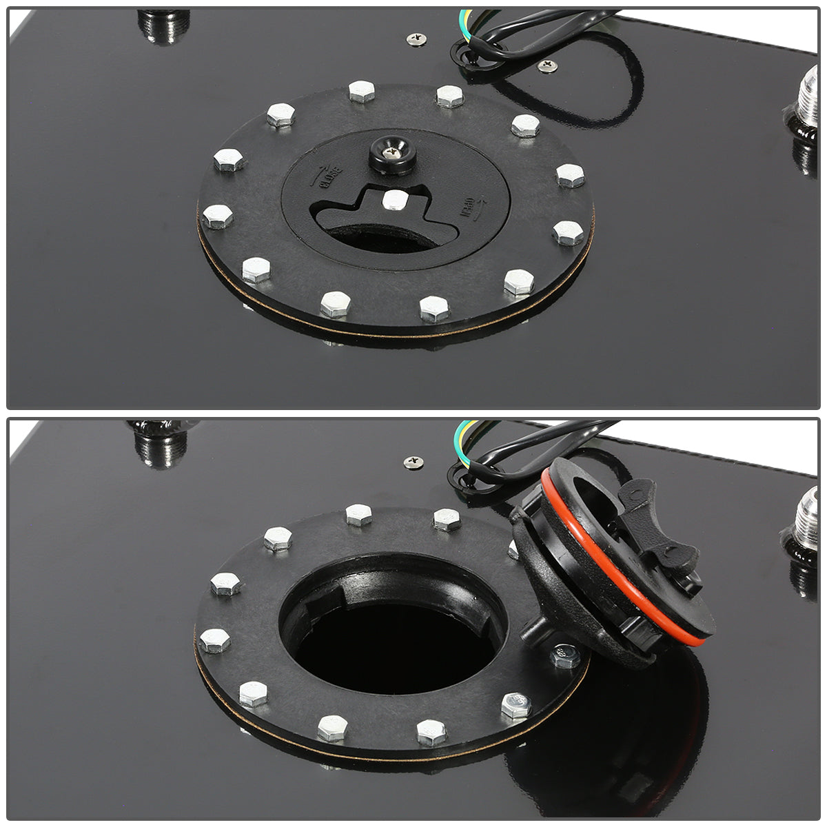 TANQUE DE GASOLINA FUEL CELL - GAS TANK WITH LEVEL SENDER - 15 GALLON - ALUMINUM - BLACK CAP - BLACK