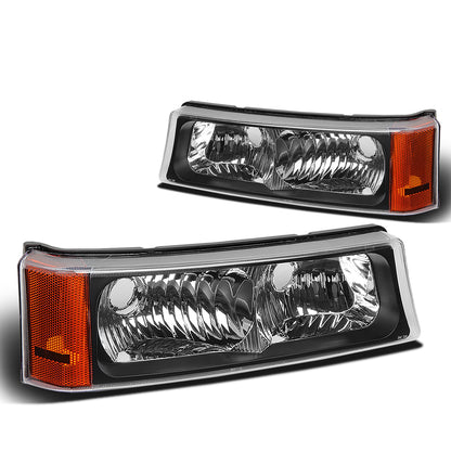 CUARTOS LUZ 03-06 CHEVY AVALANCHE 1500, 2500, SILVERADO 1500, 2500, 3500, 1500 HD, 2500 HD / 2007 SILVERADO 1500, 1500 HD, 2500 HD, 3500 CLASSIC - FITS MODELS WITHOUT FACTORY CLADDING ONLY - 2PC - BLACK / AMBER CORNER