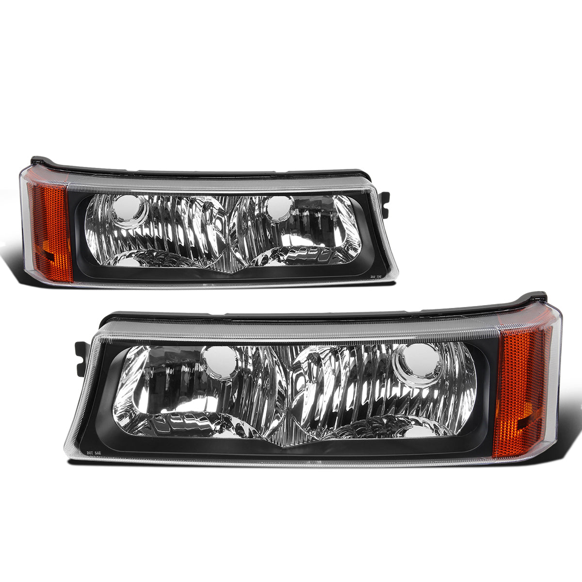 CUARTOS LUZ 03-06 CHEVY AVALANCHE 1500, 2500, SILVERADO 1500, 2500, 3500, 1500 HD, 2500 HD / 2007 SILVERADO 1500, 1500 HD, 2500 HD, 3500 CLASSIC - FITS MODELS WITHOUT FACTORY CLADDING ONLY - 2PC - BLACK / AMBER CORNER