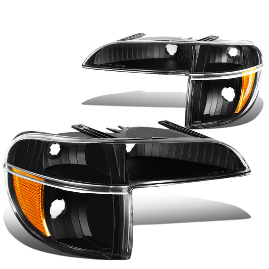 CUARTOS LUZ 95-01 FORD EXPLORER / 1997 MERCURY MOUNTAINEER - 2PC - BLACK HOUSING / AMBER CORNER