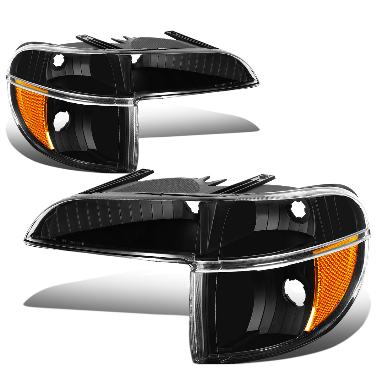 CUARTOS LUZ 95-01 FORD EXPLORER / 1997 MERCURY MOUNTAINEER - 2PC - BLACK HOUSING / AMBER CORNER