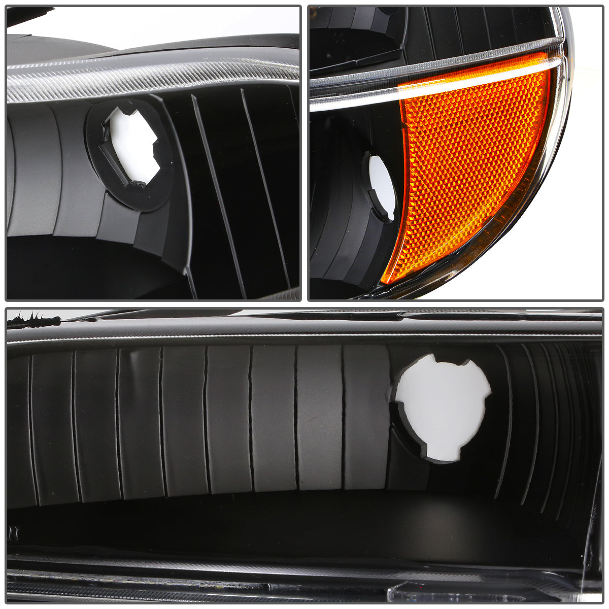 CUARTOS LUZ 95-01 FORD EXPLORER / 1997 MERCURY MOUNTAINEER - 2PC - BLACK HOUSING / AMBER CORNER